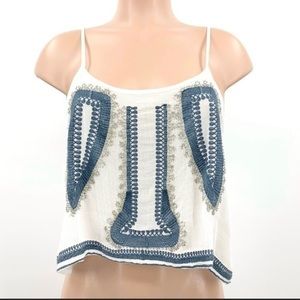 RAGA Beaded Embroidered Cropped Tank Top
